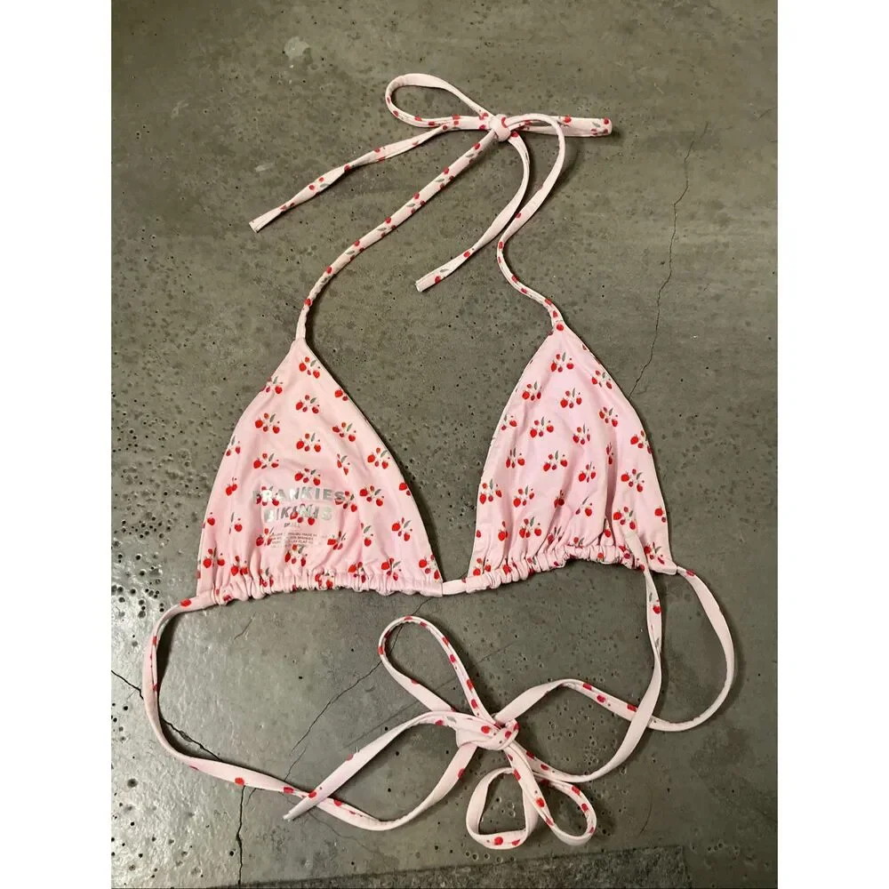 Frankie’s Bikinis Tia Baby Berry Bikini Top | Pink in XS